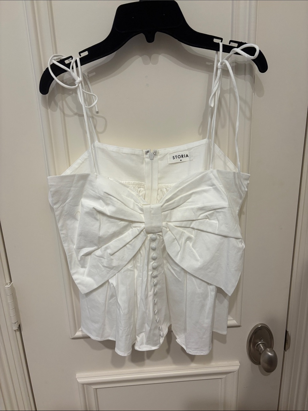 Storia White Bow-Front Tie-Strap Top